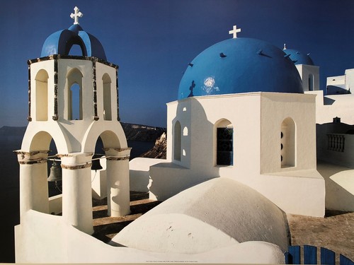 SANTORINI,CYCLADES,GREECE PHOTO BY PIERRE PUTELAT RARE AUTHENTIC 2001 ART PRINT - Picture 2 of 6