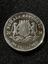 2014 Somali Republic 100 Shillings African Elephant 1 Oz .999 Silver Coin #KC130
