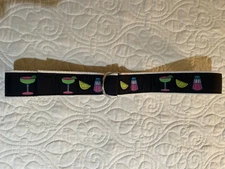 Douglas Paquette Margarita Canvas Belt Size M Embroidered/D-Rings Adjustable FUN