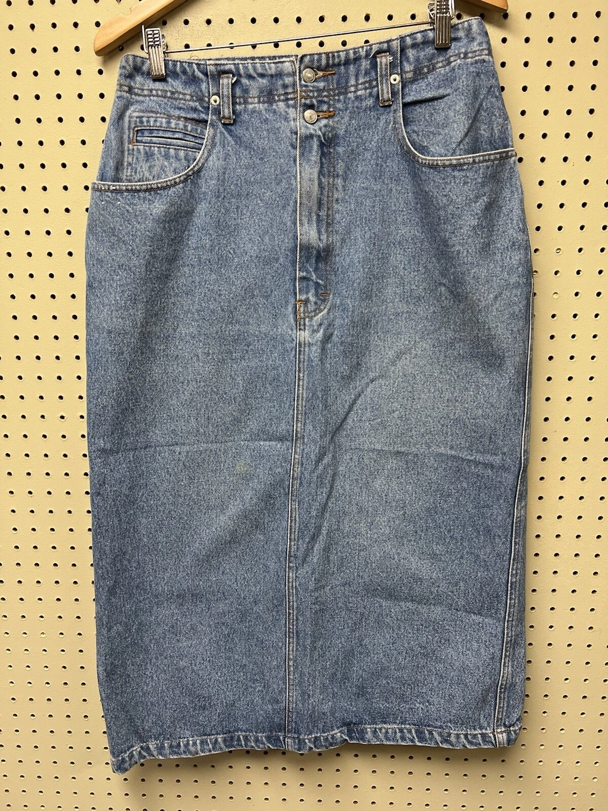 Vintage Jordache 100% Cotton Blue Denim Jean Long Skirt 15/16 Long