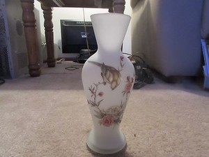 Frosted Glass Bud Vase - Made in Italy - Bird and Flower Design