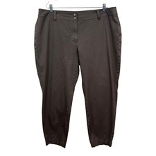 Eileen Fisher Womens Chino Pants Tapered Leg Stretch Zip Fly Khaki Olive Sz 20W