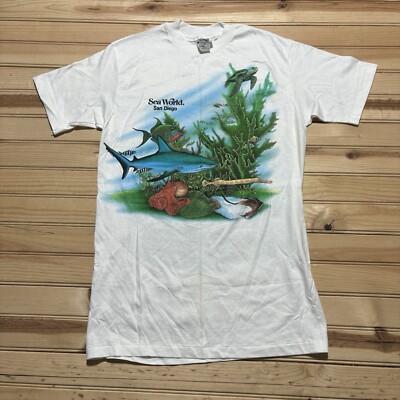 Vintage 80s Sea World San Diego Park Promo Underwater Shirt Size M Deadstock