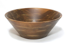 Vintage Walnut Wood Serving Bowl 12" Round