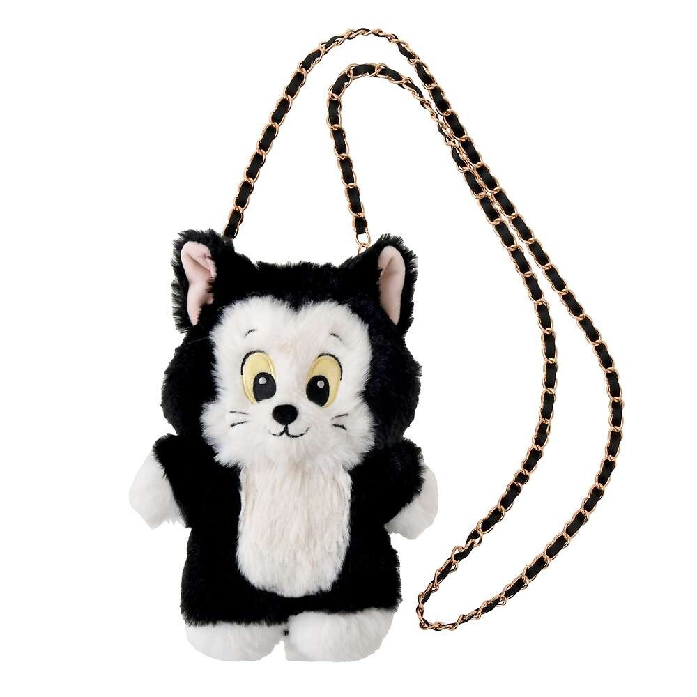 Disney Store Pinocchio Cat Figaro Plush Stuff Pochette Crossbody Bag Gold Chain