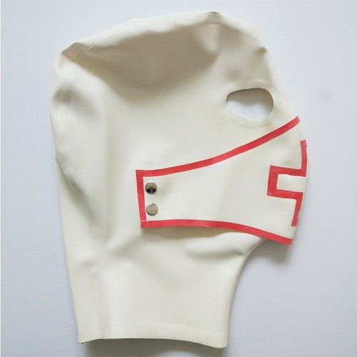 Latex Hood with Removable Mouth Mask Handmade Cosplay Club Wear Rubber Costumes - Picture 3 of 9