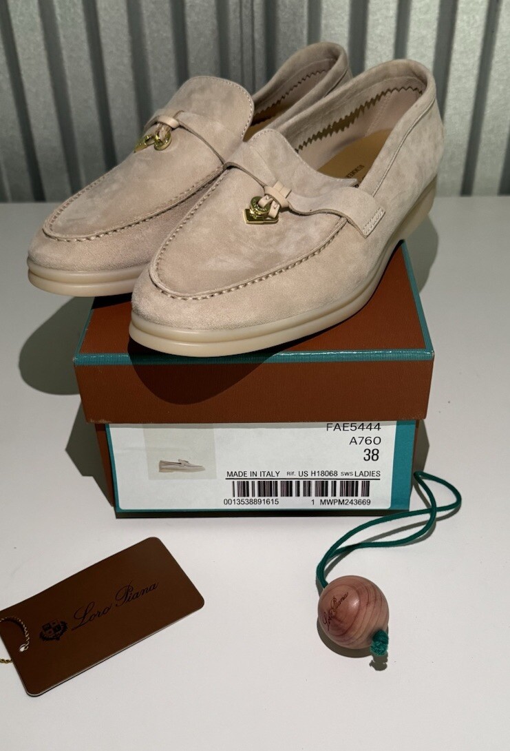 Loro Piana サマー チャームズ ウォーク スエード 38 Loro Piana Summer Charm Walk Women's EU 38 Powder Pearl