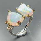 AAA Fire rainbow Natural Opal Ring 925 Sterling Silver Size 7.5 /R482680