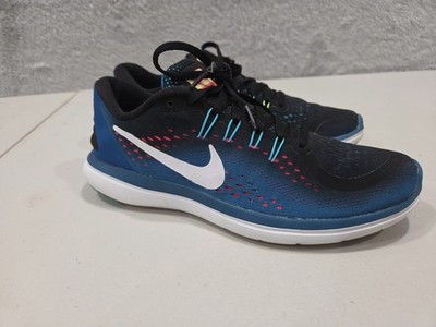 Womens Nike Flex 2017 Run Running 898476-004 Shoe- Blue/Black-Size 9 