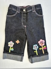 Gymboree Y2K Embroidered Floral Black Dark Wash Denim Jeans Baby Sz 6-12 Mo EUC