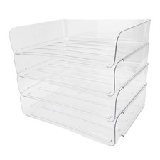 Desk Letter Tray Set Acrylic Clear 4 Tier Stackable Paper Tray Desktop File SET