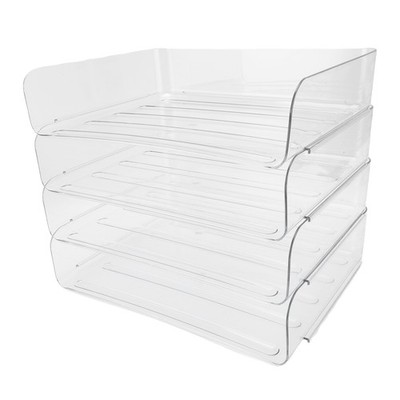 Desk Letter Tray Set Acrylic Clear 4 Tier Stackable Paper Tray Desktop File SET