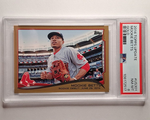 2014 Topps Update Mookie Betts Rookie Debut Gold /2014 PSA 8 #US-301