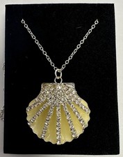 Little Mermaid Inspired Glow Seashell Necklace Rhinestone Ocean Pendant NEW