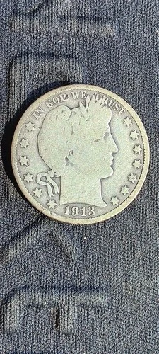1913p Key Date Silver BARBER HALF, ONLY 188,000 MINTAGE