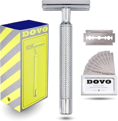 Dovo Primo I Safety Razor Chrome plated Brass DE Double Edge Razor With 10 Blade