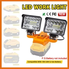 Dual Head LED Work Light For Dewalt 20V Li-Ion Battery Flashlight Cordless w/USB