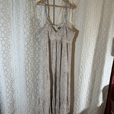 Express Women White Dress Black/Pink Polka Dot Spaghetti Strap Swing Size XL
