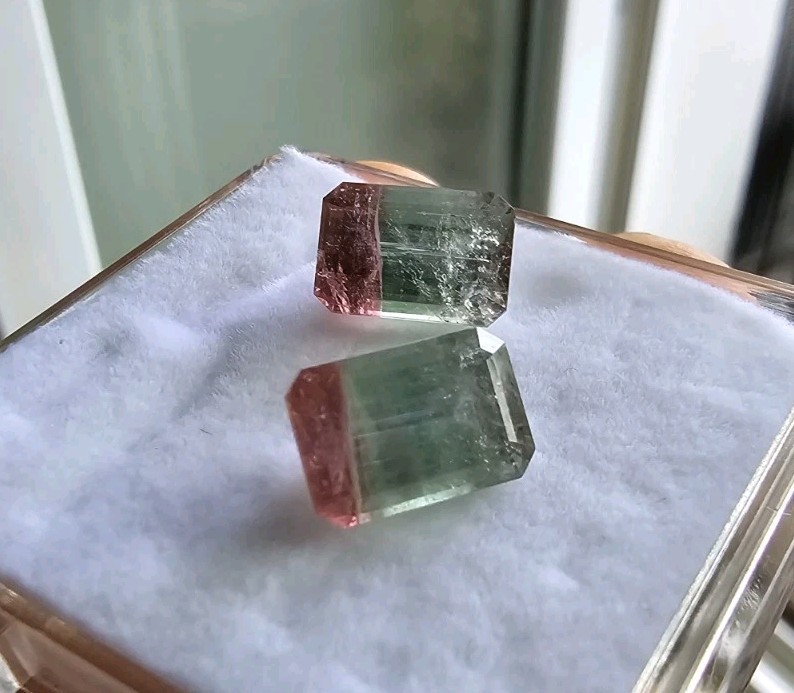 Bicolor Turmalin Paar 7 ct – Multicolor Pink Grün – Afghanistan – geschliffen…