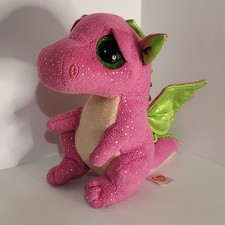 TY Beanie Boo Darla The Pink Dragon Glitter Eyes 6”  No Tag