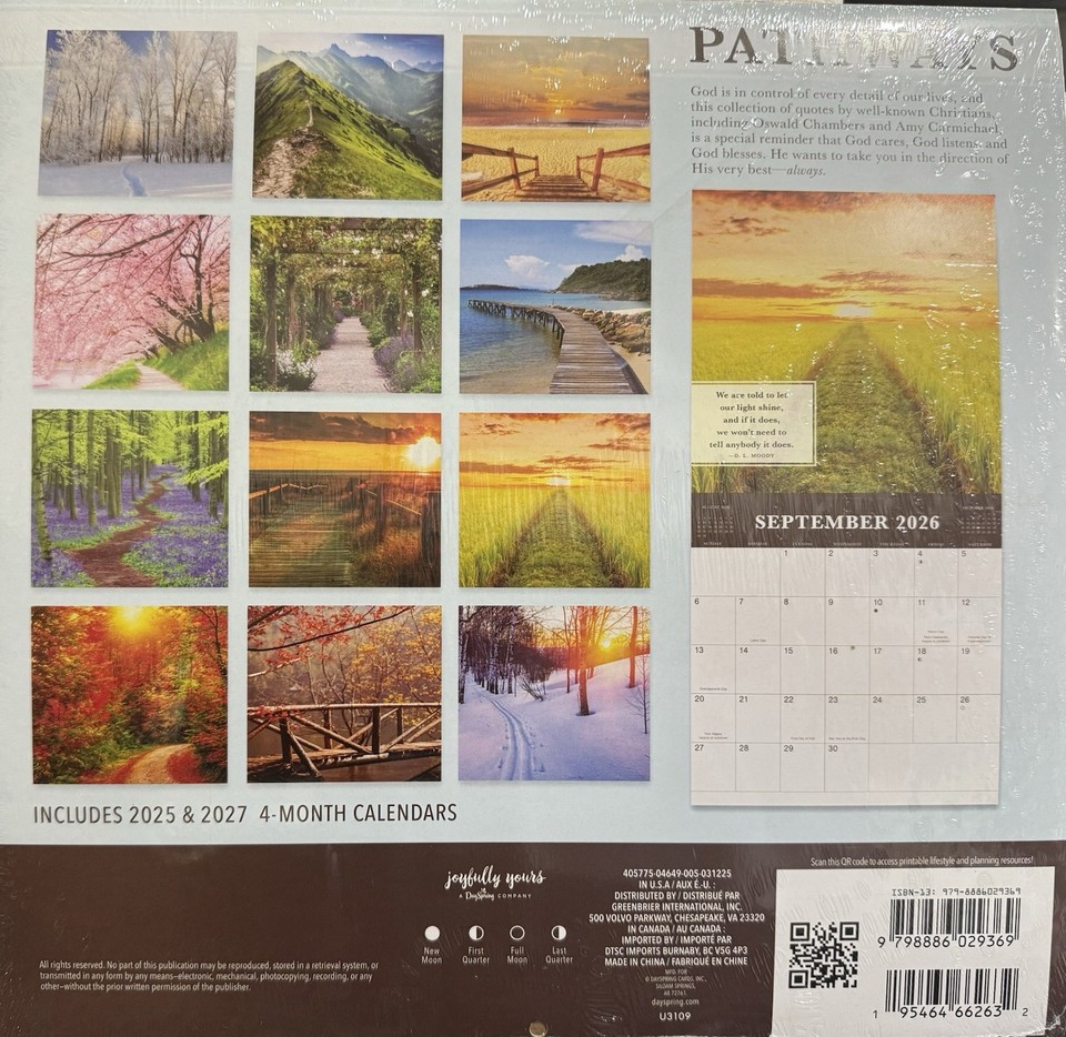 NWT! 2026 PATHWAYS INSPIRATIONAL WALL CALENDAR 12