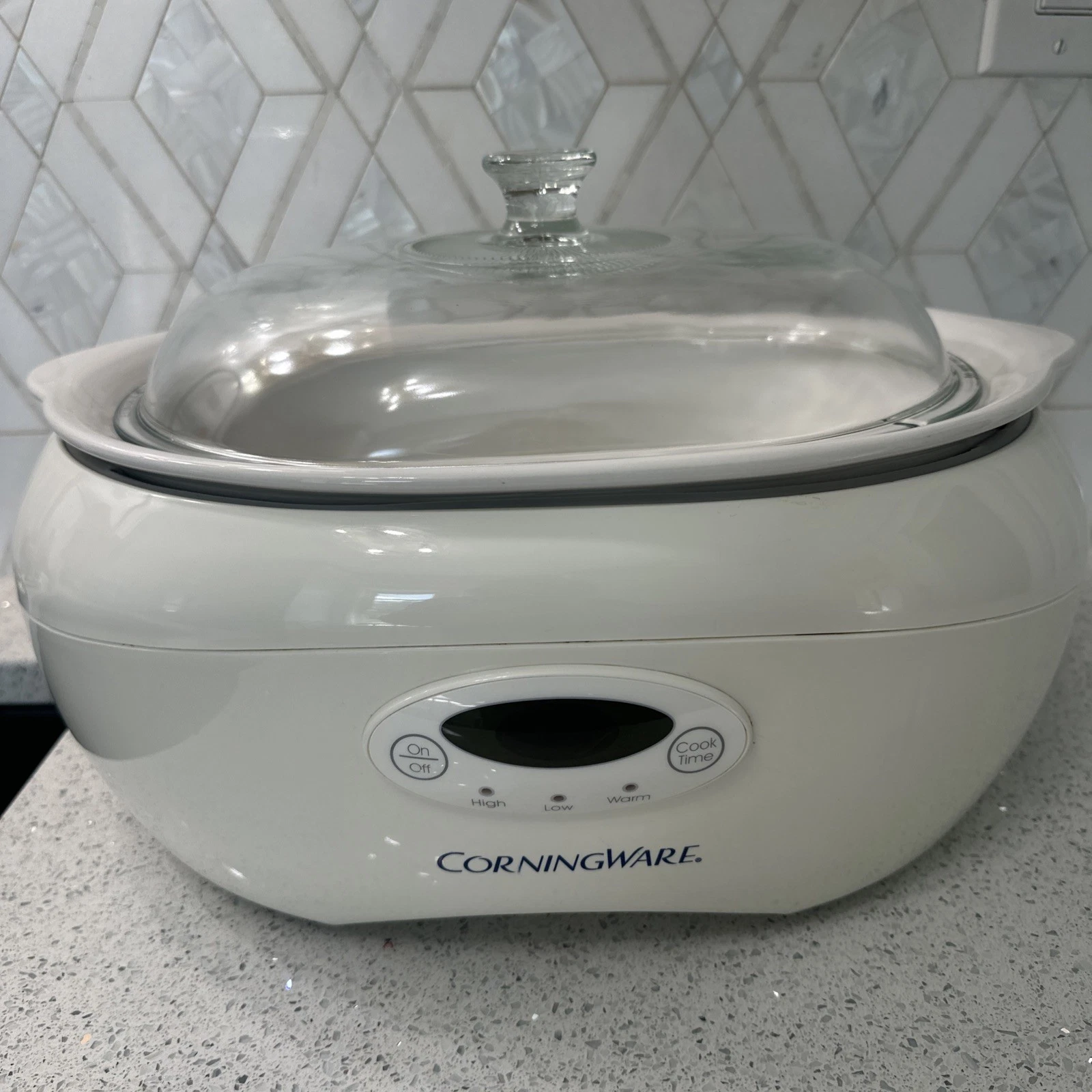 Corning Ware SC-6 White 6 Quart Crock Pot Slow Cooker W/ Carrier & Cover