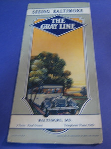 ANTIQUE 1925 GRAY LINE BALTIMORE MD TOURS GREAT GRAPHICS COLORFUL MAP ITINERARY