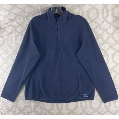 LL Bean Womens Fleece Quarter Zip Pullover Navy Blue Petite Medium 504250