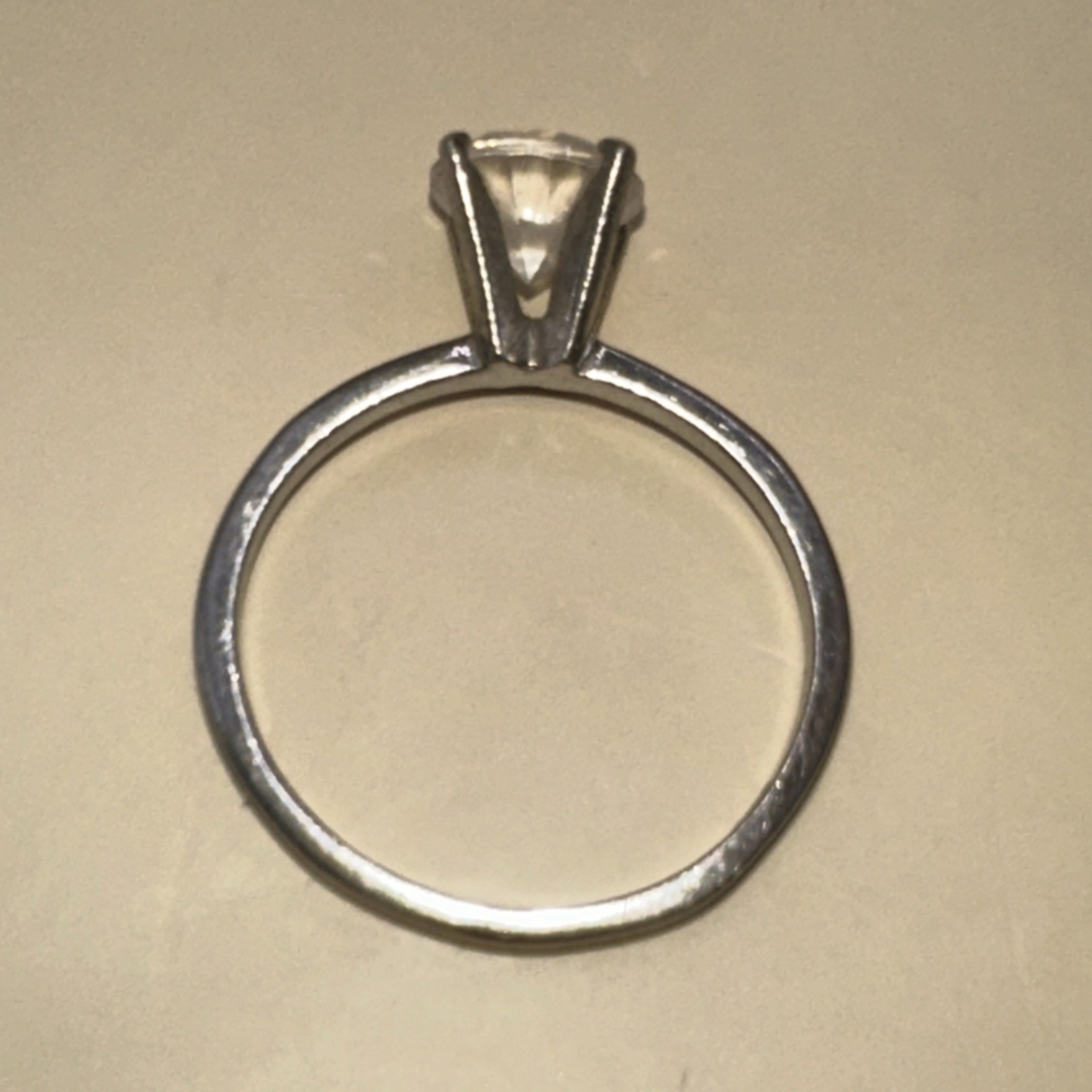 Large Round White Stone Set Solitaire Sterling Si… - image 6