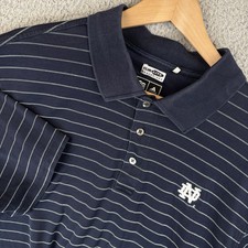 Notre Dame Polo Shirt Mens XL Navy Adidas Striped Golf Short Sleeve Casual