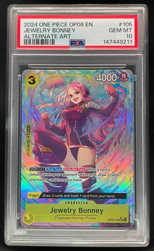 2024 One Piece OP08 EN #105 Jewelry Bonney Alternate Art PSA 10