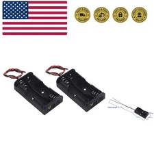 2Pcs 2 x 1.5V AA Battery Holder Case Box, 2 AA Battery Holder with Wire Leads