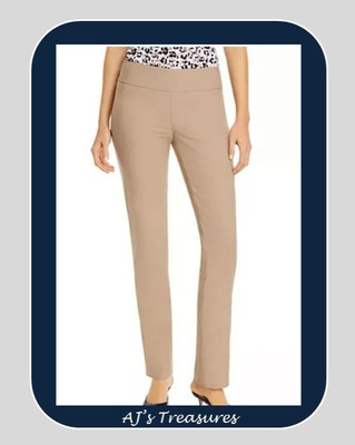 NWT NIC+ZOE Wonderstretch Straight Leg Pants in Warm Sisal Tan ~Size 16~Reg $128