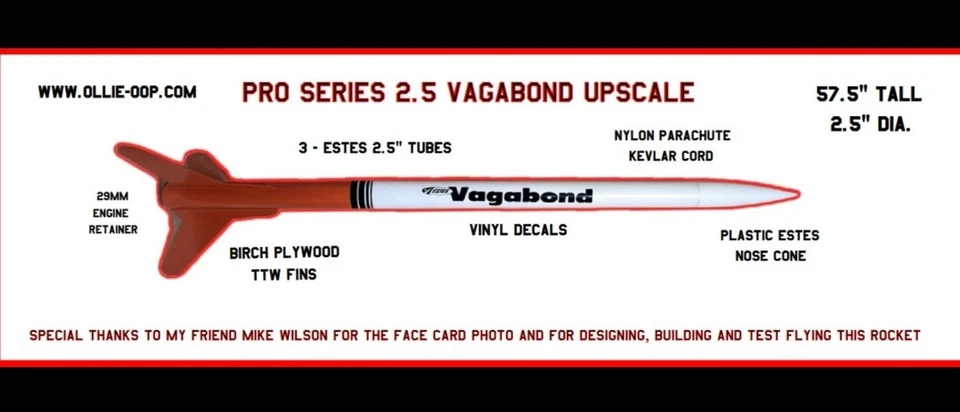 Estes Vagabond Flying Model Rocket Kit PSll 2.5" Upscale 29mm 57.5" Tall New  - Image 2 of 4