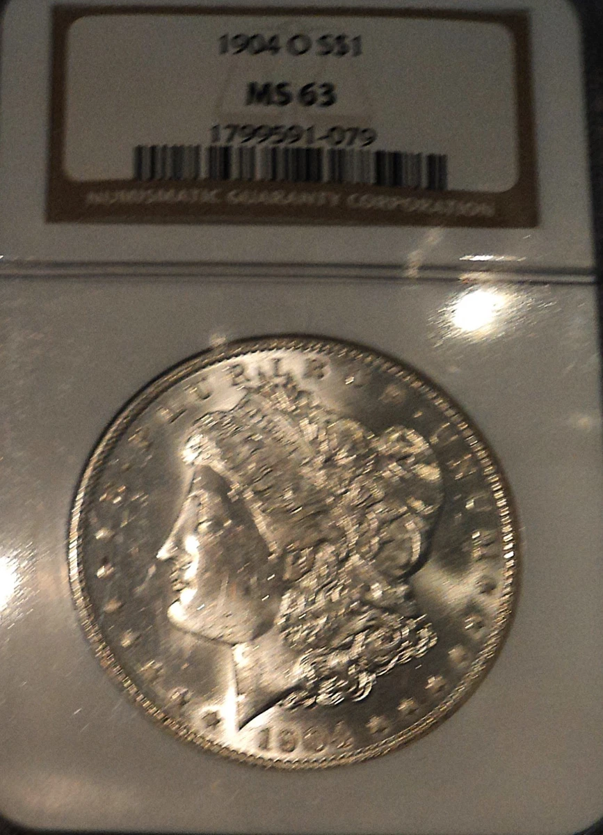 Silver MS 63 Graded 1904 Year Morgan US Dollars (1878-1921) for