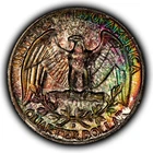 1964-D 25c Silver Washington Quarter - PQ Rainbow Toning - BU - SKU-Z6866
