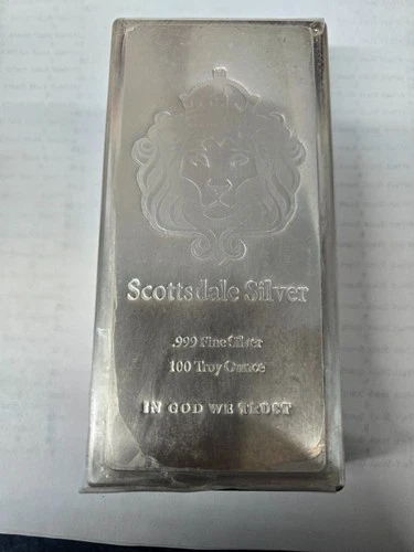 100 oz Scottsdale Stacker Silver Bar .999 Silver Bullion