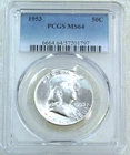 1953 P Franklin Half Dollar PCGS MS64 Frosty White PQ New Holder #A274A