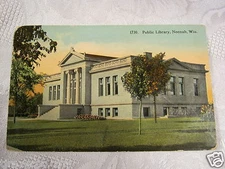 PUBLIC LIBRARY NEENAH  WI ANTIQUE POSTCARD 1913