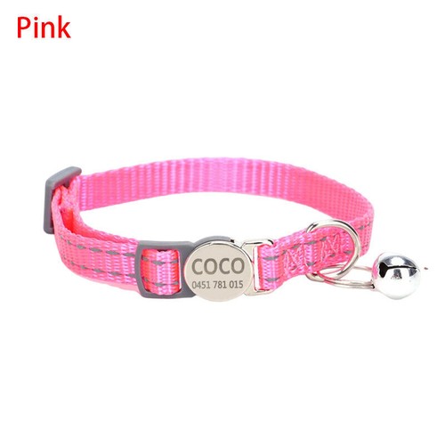 Personalised Cat Collar Nylon Custom Name / Number Bell Safe Buckle Reflective - Picture 23 of 32