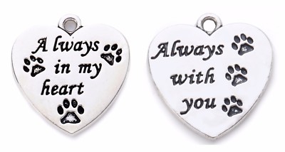 10pcs Vintage Word Charms You Are Always In My Heart Bead Pendant Jewelry DIY