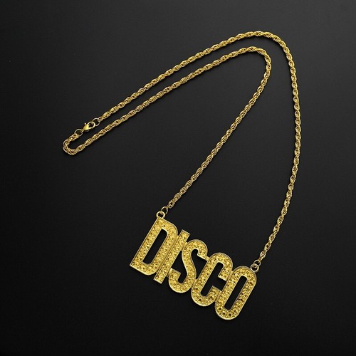 Gold Disco Halskette Punk Groß Gangster Schimmernder Rapper Kostüm - Bild 3 von 5