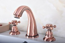 Deck Mount Antique Red Copper Widespread Bathroom Sink Faucet Mixer Tap 2rg079