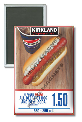Costco Food Court Hot Dog Sign Kirkland 2'' x 3'' Refrigerator Magnet