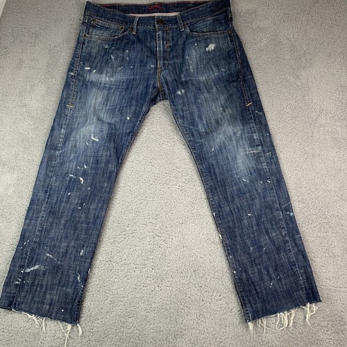 Levi’s Jeans Mens 38 Red Collection Raw Hem Organically Distressed By Work