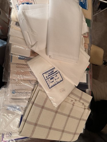 LOT of Cross Stitch Fabric 11 14 18 22 28 Count MOST NEW Some Used AIDA Cloth - Picture 5 of 8