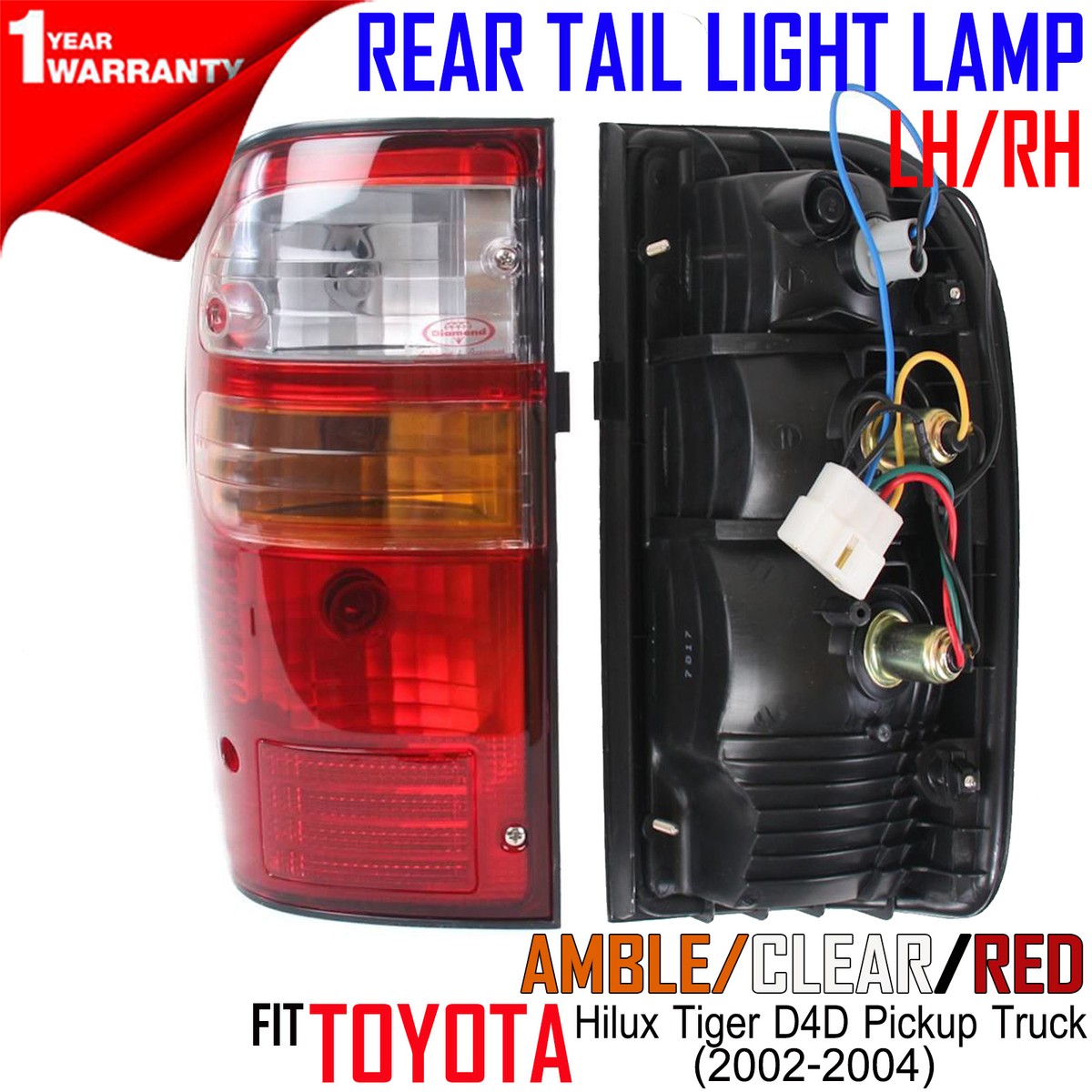 FOR Toyota LN166 Hilux Pickup D4D MK5 Rear Tail Lights Socket Pair
