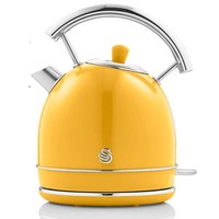 Retro Elektrisch Wasserkocher 1,8L Vintage Abschaltautomatik Kabellos, Edelstahl