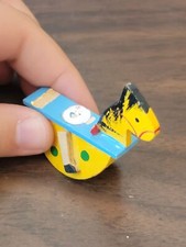 Yellow rocking horse wooden vintage AS IS ornament Xmas