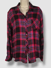 $168 Rails Women's Red Hunter Plaid Button-Up Shirt Top Size L